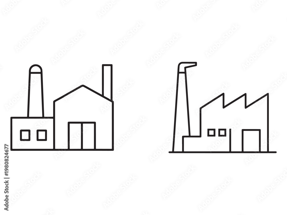 Naklejka premium Factory buildings with smokestacks and industrial structures industrial facilities with smokestacks and chimneys manufacturing plants