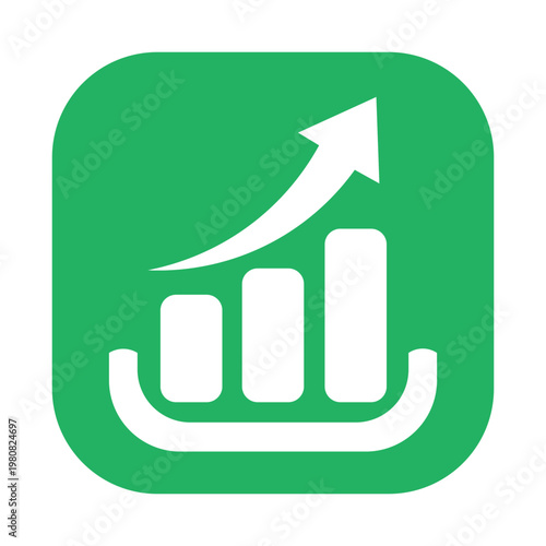 Green icon depicting a growing graph with an upward trend