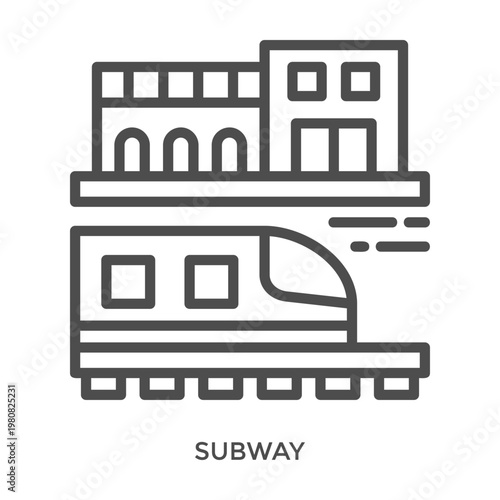 Subway Icon Line Style. Design Vector Illustration
