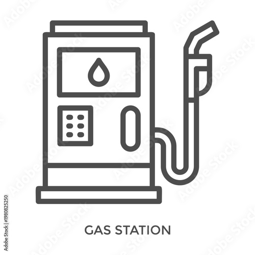 Gas Station Icon Line Style. Design Vector Illustration