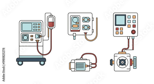 Dialysis Machine Line art abstract simple decorative illustration