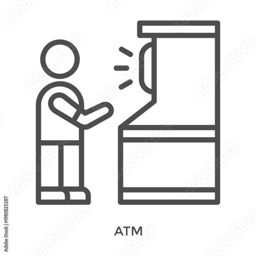 Atm Icon Line Style. Design Vector Illustration