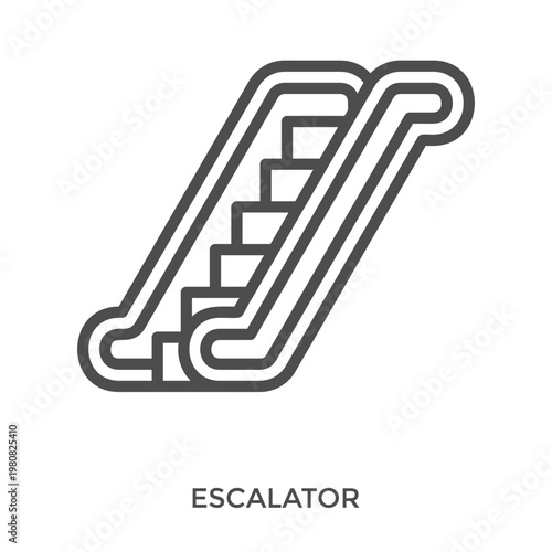 Escalator Icon Line Style. Design Vector Illustration