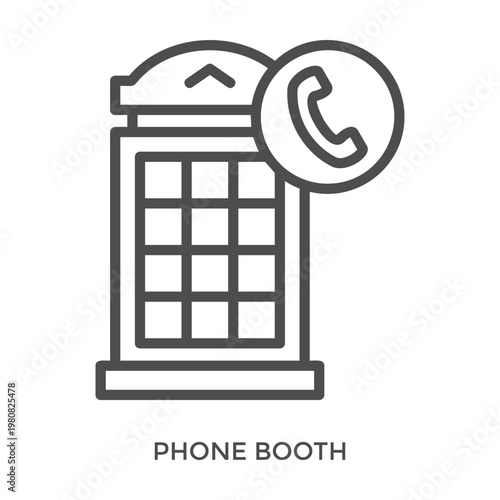 Phone Booth Icon Line Style. Design Vector Illustration