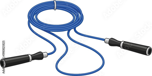 Jump rope features ergonomic black handles and a durable blue cord length.