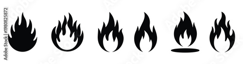 progression of fire flames isolated on white background minimalist design