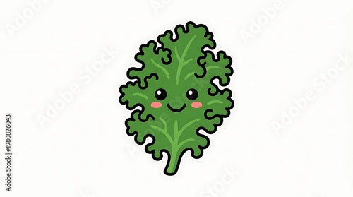Smiling leaf cartoon character.