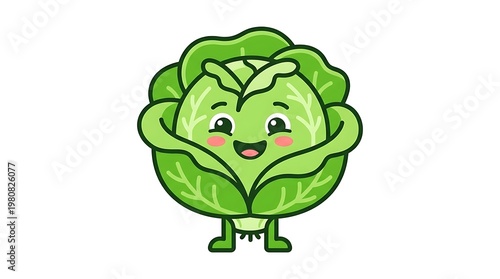 Cabbage Cartoon Character Illustration.