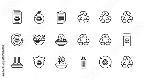 City recycling point Line art modern abstract pattern vector