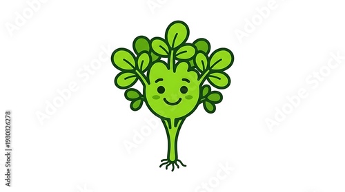 Green cartoon tree smiling face.