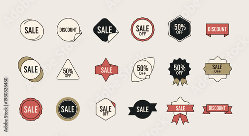 Sale discount labels and badges.