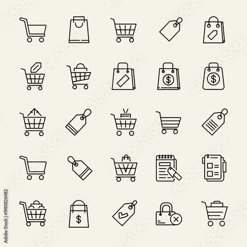Shopping cart and bag icons 1.