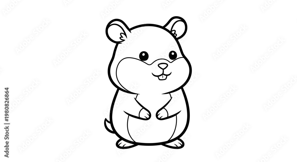 Fototapeta premium Adorable cartoon hamster standing on hind legs with cute expression looking friendly and approachable in a delightful pose.
