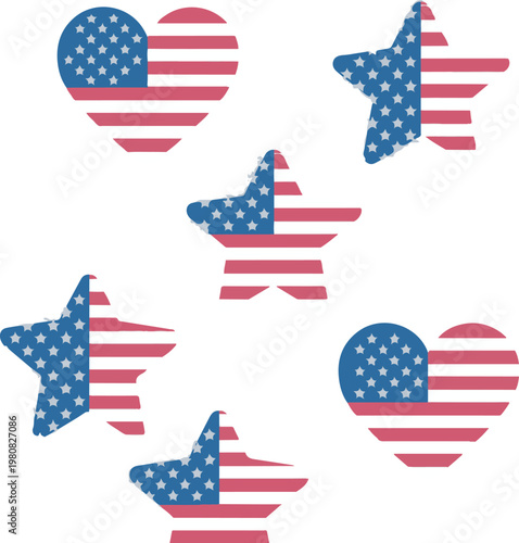 USA flag symbols set, United states of America national flag.
