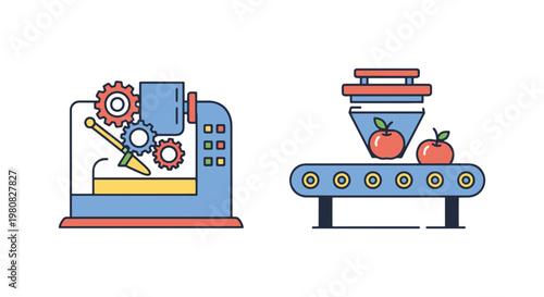 Food Processing Plant Line art abstract pattern design vector