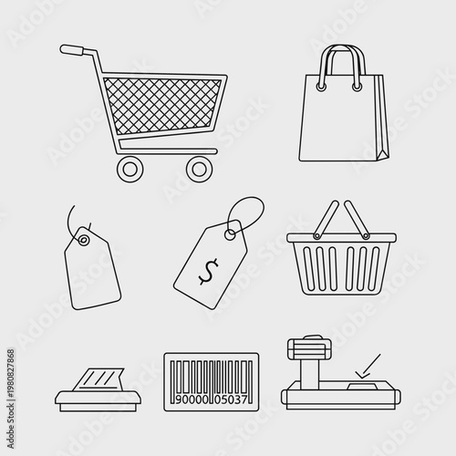 Shopping cart and retail icons 1.