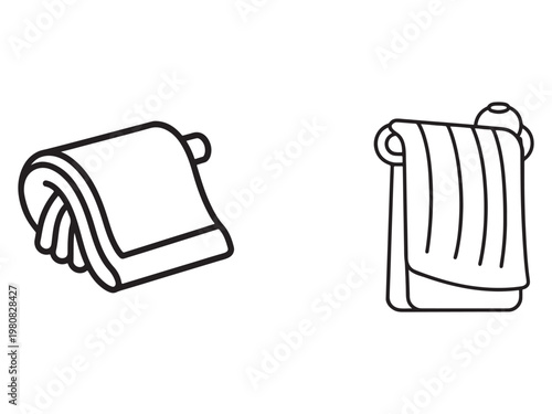 Towel icons for bathroom or spa use  rolled towels on a rack