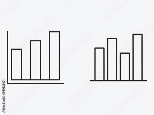Two bar chart graphs with multiple bars on white background for data analysis and statistics  business and finance concept