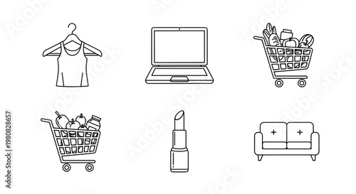 Shopping cart with various products.