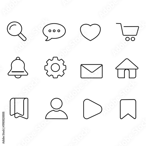 Simple Outline Icon Set – Clean UI Line Icons Collection