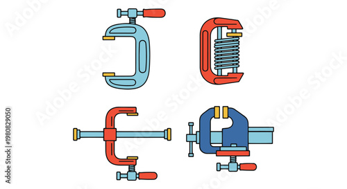 Clamp Line art vector set creative abstract shape illustration