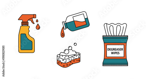 Degreaser Line art vector set minimal illustration