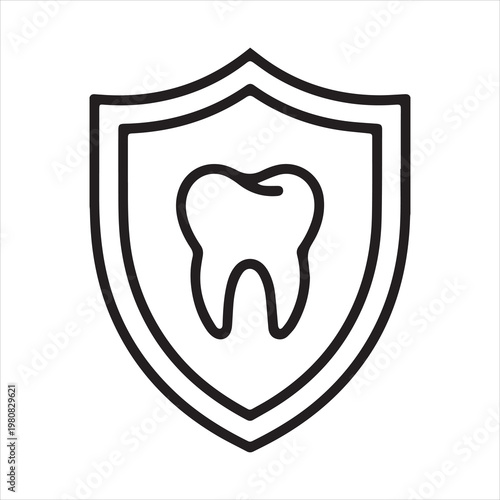 Dental shield icon representing tooth protection and oral health care