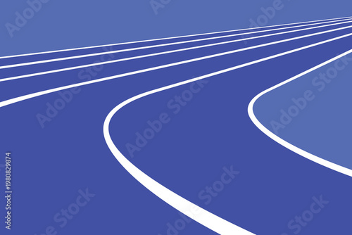 Running Track White Outline Simple Flat Vector for Background