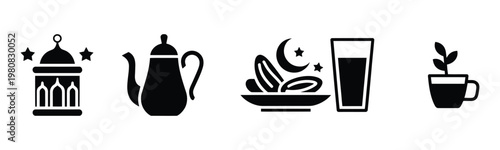 flat lay breakfast set with coffee tea sandwiches and retro kettle on white background