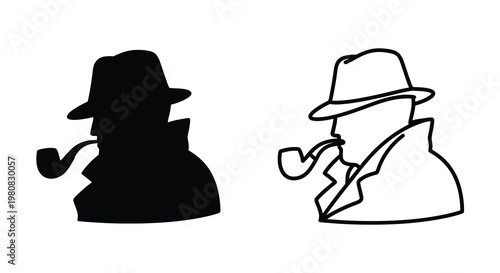 A striking visual contrast a silhouetted figure and its line art counterpart