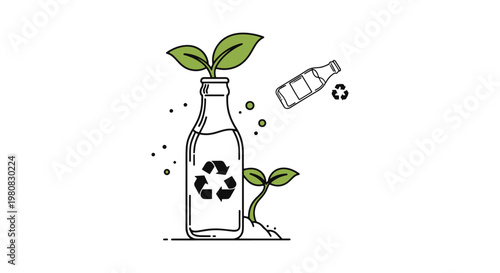 Glass eco recycle Line art creative abstract graphic vector