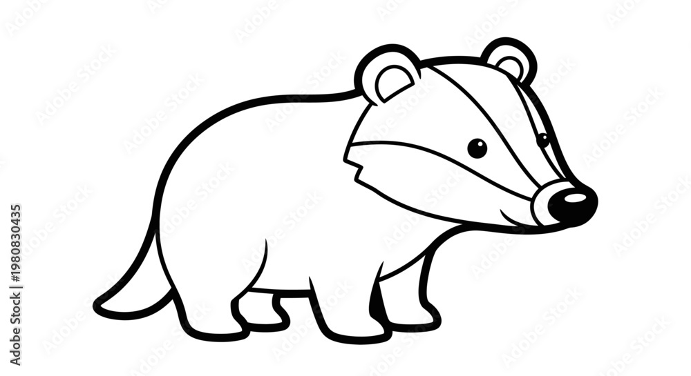 Fototapeta premium Charming Badger Artwork in Black and Bright Artistic Expression for Wildlife Enthusiasts Representing Nature's Beauty Featuring Mammalian Fauna's Character!