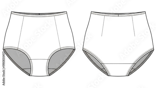 Detailed vector CAD illustration of women's underwear designs