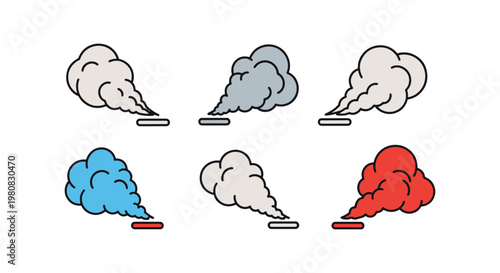 Car smoke Line art vector set abstract color pattern