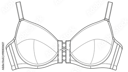 Vector CAD design of a bra with straps and clasp