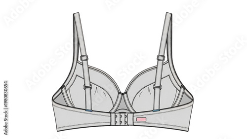 Vector CAD design of a women's bra with straps and clasp