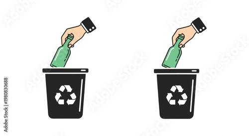 Glass waste recycle Line art modern pattern abstract vector