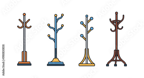 Hat Rack Line art vector set abstract clean minimal illustration