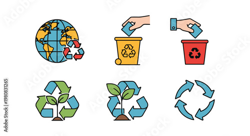 Global recycling Line art abstract simple minimal illustration