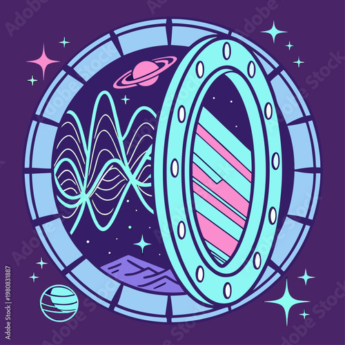 Futuristic Space Portal Abstract Vector Design