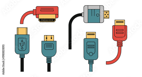HDMI Cable Line art vector modern abstract color design