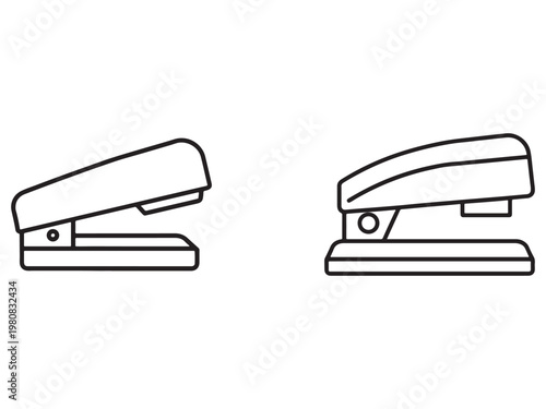 Two staple binders side by side in line art style for office supply or stationery concept