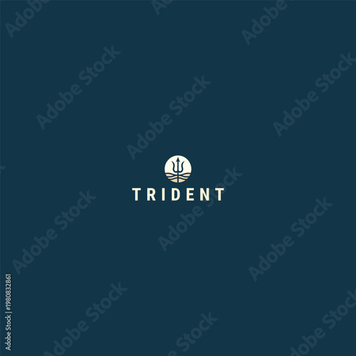 Trident logo style icon design template vector illustration