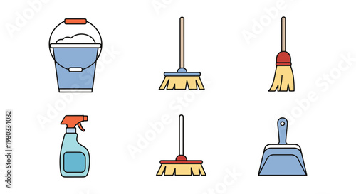 Cleaning Equipment Line art abstract minimal shapes vector