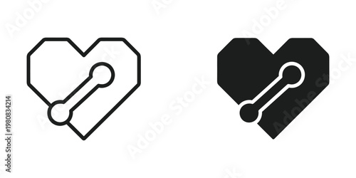 Modern digital heart icons with a stylized usb drive symbol integrated inside
