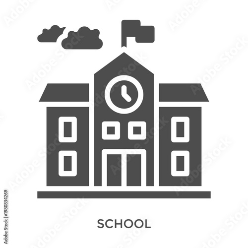 School Icon Line Style. Design Vector Illustration