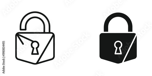 Comparison of open and closed padlocks with different keyhole designs