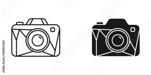 Comparison of two different camera styles illustrated in simple line art.