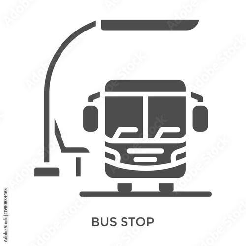 Bus Stop Icon Line Style. Design Vector Illustration
