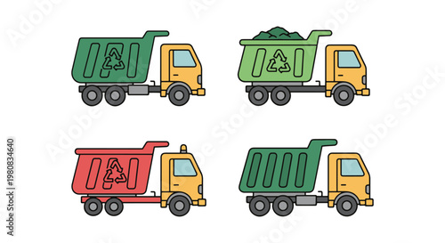 Garbage transport Line art creative abstract colorful vector